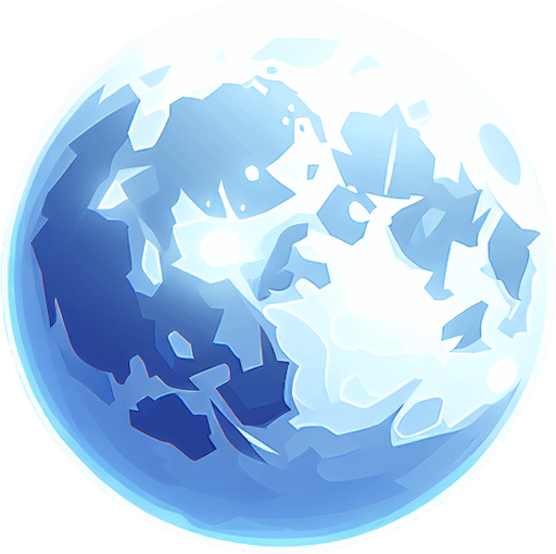 shining moon.
Single Game Texture.  In-Game asset.  2d.  Blank background.  High contrast.  No shadows