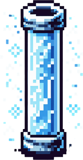 frosty tube. pixelated. 8 bit. Single Game Texture. In-Game asset. 2d. Blank background. High contrast. No shadows.