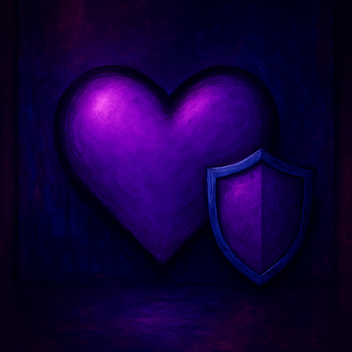 heart with shield. a small shield to the right of the heart