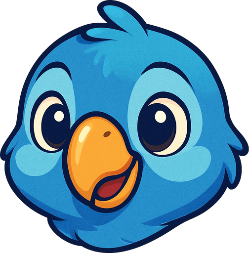 Blue cartoon baby parrot face.