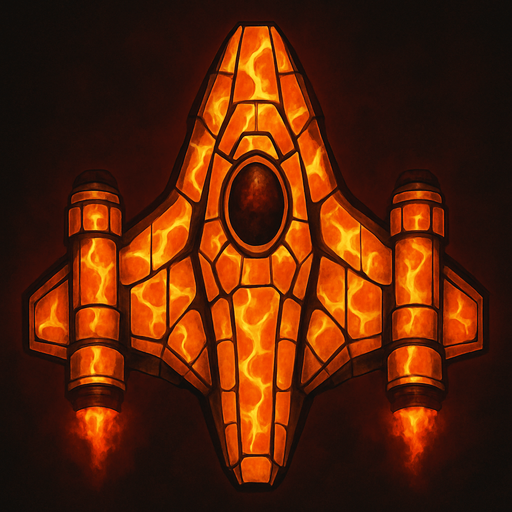 yellow lava spaceship top view.