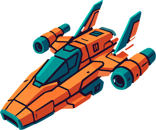 future space ship.
In-Game asset.  2d.  High contrast.  No shadows