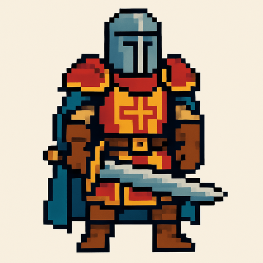 dame un personaje inspirado en la era medieval.
In-Game asset.  2d.  High contrast.  No shadows