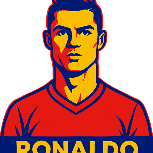 Cristiano Ronaldo.
In-Game asset.  2d.  High contrast.  No shadows