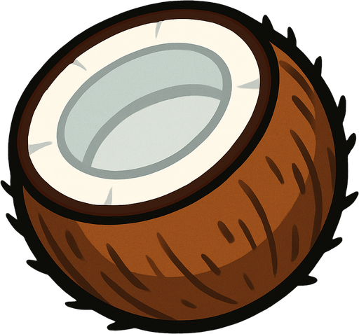 Coconut.
In-Game asset.  2d.  High contrast.  No shadows