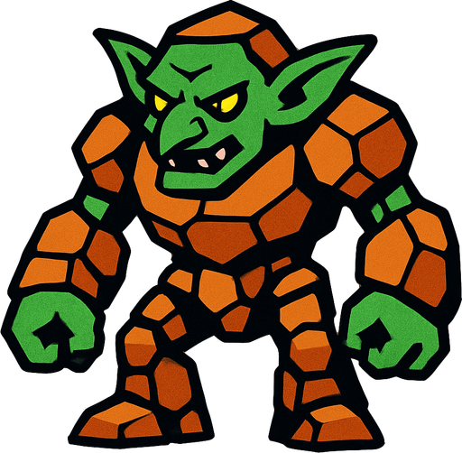 golem goblin.
In-Game asset.  2d.  High contrast.  No shadows