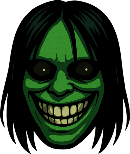 3D Scary face meme samara have green face. only face. normal eyes no so opened. smile
In-Game asset.  High contrast.  3D. No shadows. only face