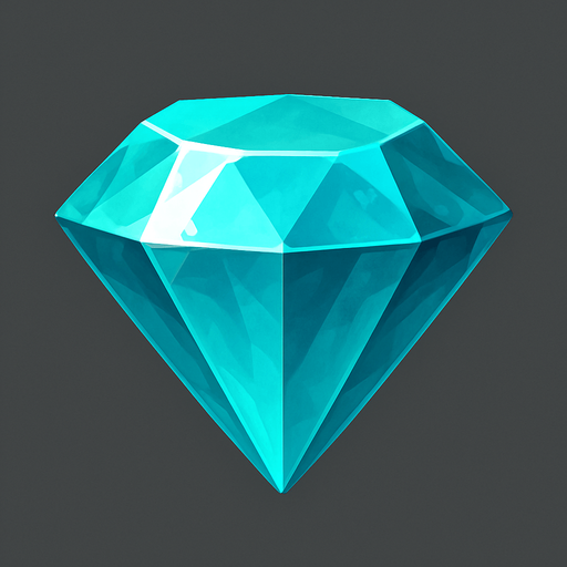 a cyan realistic gem.
In-Game asset.  2d.  High contrast.  No shadows