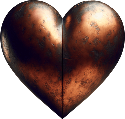 face view of a big bronze heart