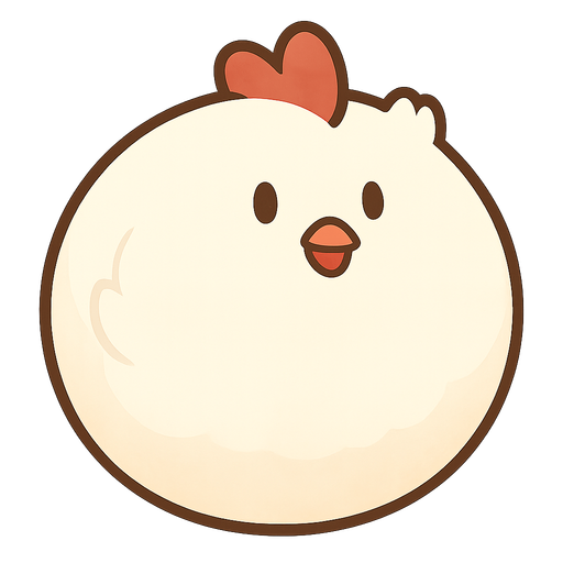 white ball chicken. No background. Transparent background. Blank background. No shadows. 2d. In-Game asset. flat