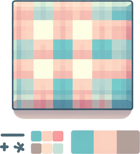 A checked pattern in nice soft pastel colors.
Single Game Texture. In-Game asset. 2d. Blank background. High contrast. No shadows.