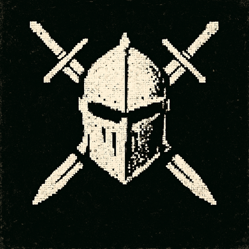 Warrior logo Dark souls style 2d pixel art.
In-Game asset.  2d.  High contrast.  No shadows