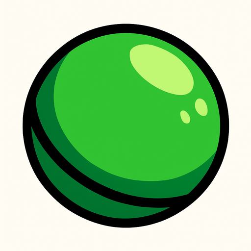 yuvarlak yeşil top.
In-Game asset.  2d.  High contrast.  No shadows