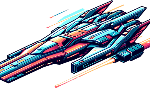 Hero Space Ship facing upwards.
2D art, game texture, blank background. Sprite sheet asset.
Design Guideline: The game's style is bright, high-quality vector graphics with sharp, clean lines and a modern aesthetic. Colors should be vivid and contrast well, emphasizing a futuristic, sleek feel. Textures are minimalistic, focusing on flat surfaces with subtle gradients for depth. Lighting effects are dynamic yet soft, enhancing the vibrancy without overpowering. Assets should look consistent, fitting a coherent, tech-savvy universe. Think 'sophisticated simplicity' for a futuristic, engaging spaceship game.