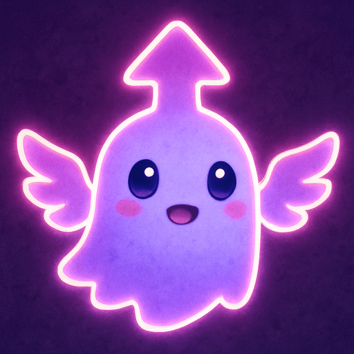 Kawaii winged neon ghost spirit creature style of Pokémon ghibli