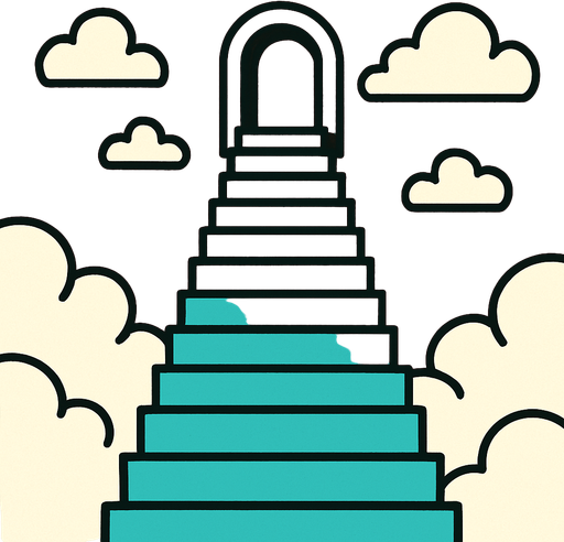 escaleras al cielo.
In-Game asset.  2d.  High contrast.  No shadows