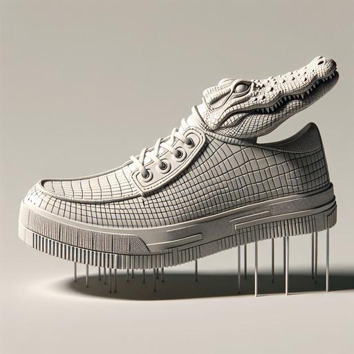 one gator shoe side view.
Single Game Texture.  In-Game asset.  2d.  Blank background.  High contrast.  No shadows