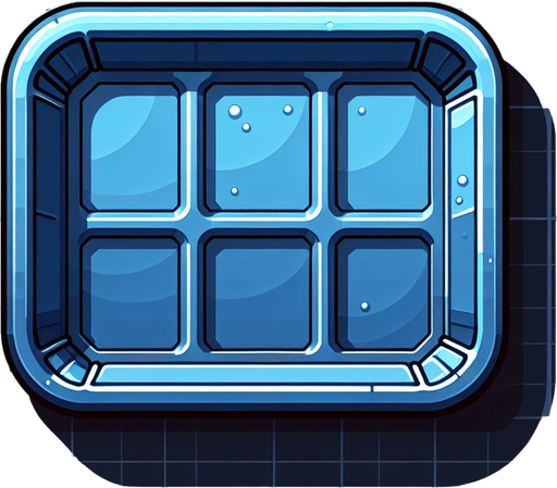 blue plastic tray. topdown view.
Single Game Texture. In-Game asset. 2d. Blank background. High contrast. No shadows.
