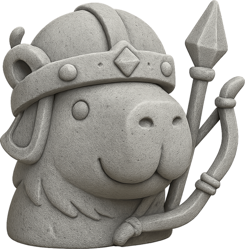 Recrealo en una escultura. Utiliza un estilo cartoon. Usas colores grises azulados. Recuerda que es un capibara usas sus rasgos y formas. Damelo sin fondo