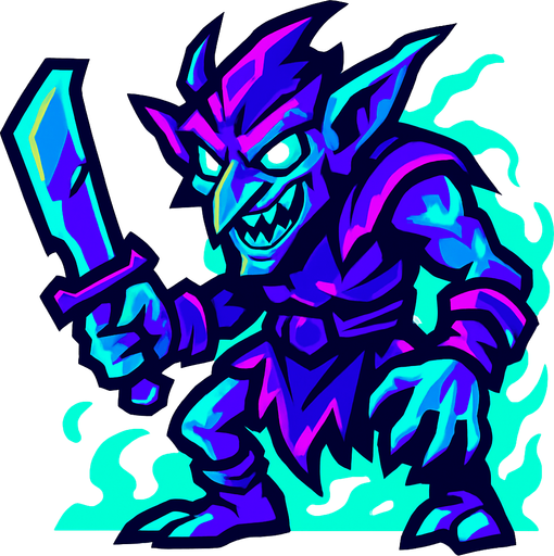spektral yıkıcı goblin.
In-Game asset.  2d.  High contrast.  No shadows