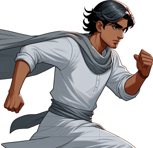 Person man running.
Single Game Texture.  In-Game asset.  2d.  Blank background.  High contrast.  No shadows