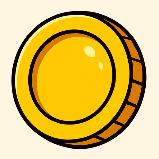 yellow gold coin.
In-Game asset.  2d.  High contrast.  No shadows
