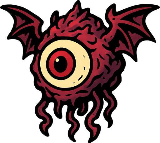 2d mysterious and scary flying eye character's head.
In-Game asset.  2d.  High contrast.  No shadows