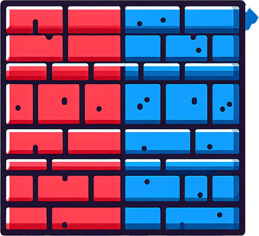 wall red and blu.
Single Game Texture.  In-Game asset.  2d.  Blank background.  High contrast.  No shadows