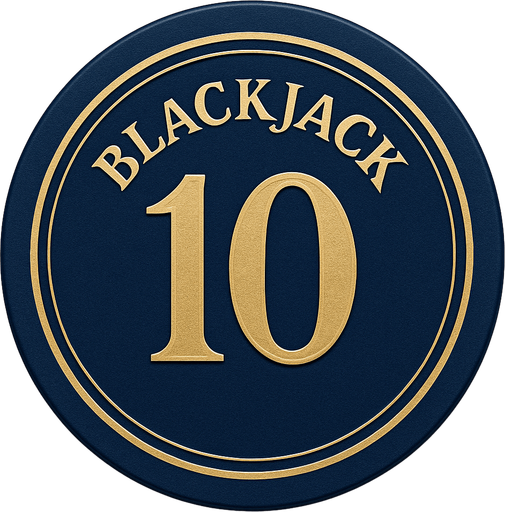 "Crea un asset para una ficha de casino de $10 para Blackjack.
Color Principal: Azul zafiro profundo o un azul medianoche.
Borde/Detalles: Dos o tres franjas finas en un color que contraste, como blanco o dorado.
Valor: El número '10' grande y claro en el centro, en dorado o blanco, con una tipografía de casino.
Estilo: Lujoso, elegante, coherente con 'La Tentación Dorada'.".
In-Game asset.  2d.  High contrast.  No shadows que el texto blackjack ete arriba