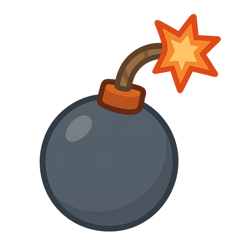 Bomba. No background. Transparent background. Blank background. No shadows. 2d. In-Game asset. flat