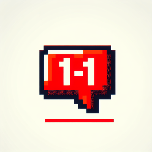 ubbe speech with red text inside saying "-1". pixelated. 8 bit..
Single Game Texture. In-Game asset. 2d. Blank background. High contrast. No shadows.