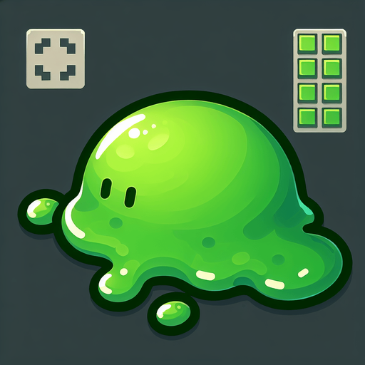 Un slime verde RPG con estilo suave y simple.
Single Game Texture.  In-Game asset.  2d.  Blank background.  High contrast.  No shadows
