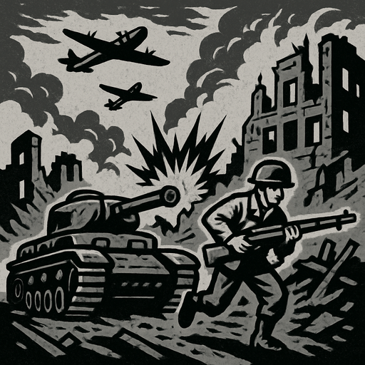 World War II chaotic background, grey
In-Game asset.  2d.  High contrast.  No shadows