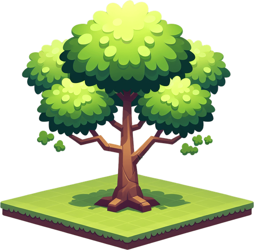 tree.
Single Game Texture. In-Game asset. 2d. Blank background. High contrast. No shadows.