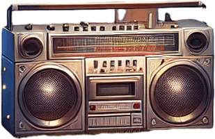 A forest with boombox, dance floor and mirror Single Game Texture. In-Game asset. 2d. Blank background. High contrast. No shadows.