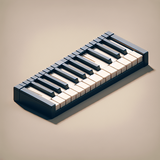music keyboard.
Single Game Texture.  In-Game asset.  2d.  Blank background.  High contrast.  No shadows