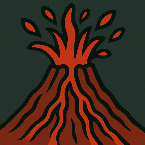 A volcano with lava