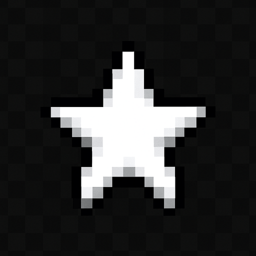 white shiny little star 2d pixel art.
In-Game asset.  2d.  High contrast.  No shadows