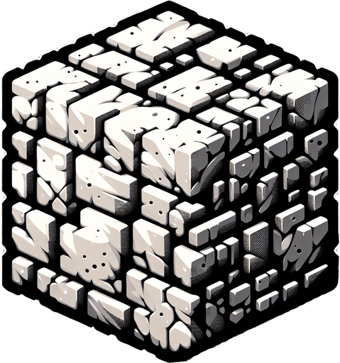 A STONE.
Single Game Texture. In-Game asset. 2d. Blank background. High contrast. No shadows.