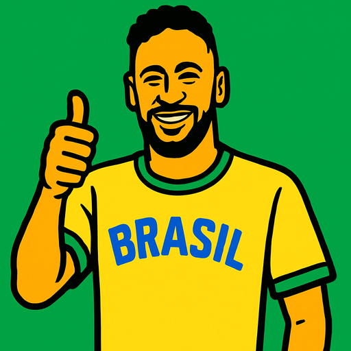 brasil tshirt neymar is making thumbsup.
In-Game asset.  2d.  High contrast.  No shadows