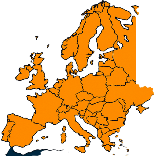Map over Europe.
In-Game asset.  2d.  High contrast.  No shadows