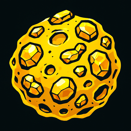 asteroid gold.
In-Game asset.  2d.  High contrast.  No shadows