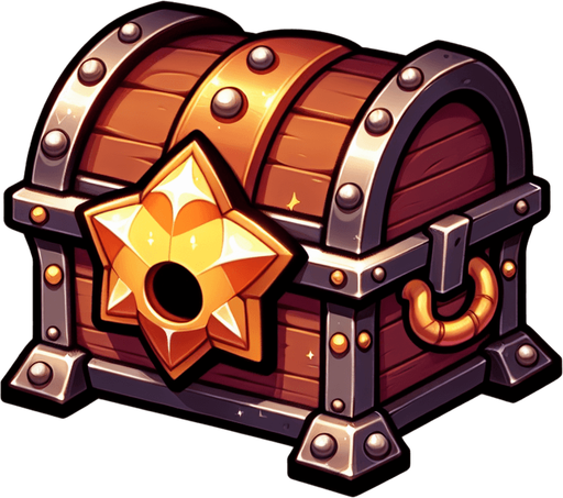 chibi treasure chest.
Single Game Texture.  In-Game asset.  2d.  Blank background.  High contrast.  No shadows