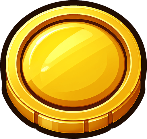 一个金币，卡通.
Single Game Texture. In-Game asset. 2d. Blank background. High contrast. No shadows.