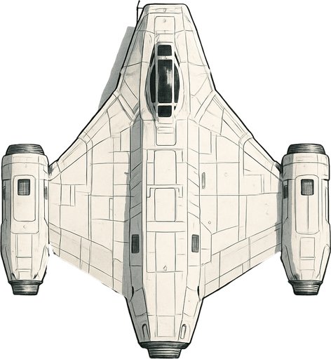 white good guys spaceship top view.