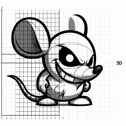 Evil Mouse, side view, cartoon, center Single Game Texture. In-Game asset. 2d. Blank background. High contrast. No shadows.