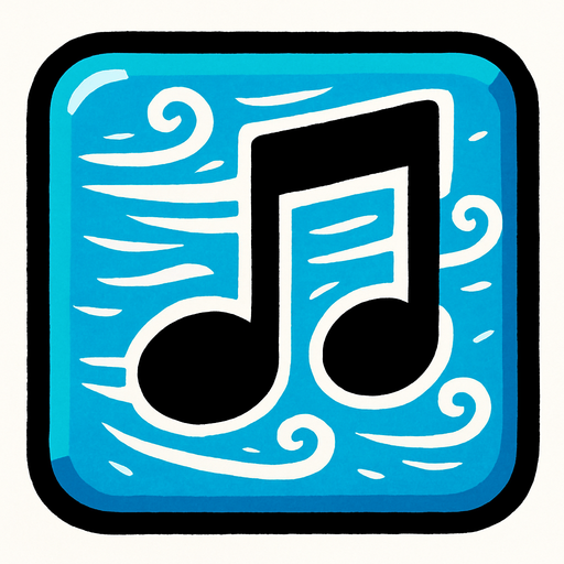 Generame una boton con dentro de forma de una nota musical con efectos de  viento.
In-Game asset.  2d.  High contrast.  No shadows