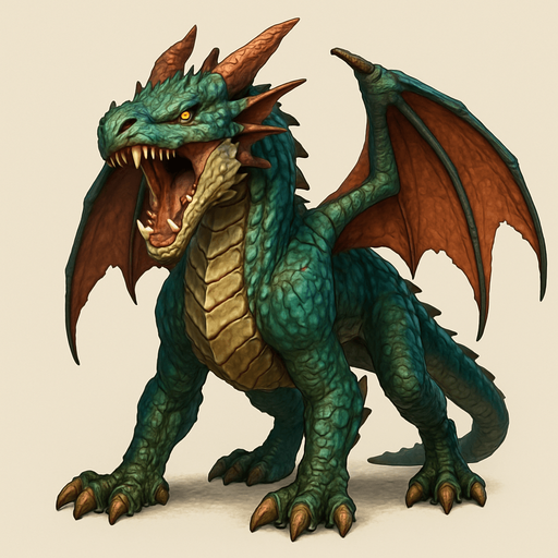 Different standing dragons on four legs, looking down. HD colors. the dragon is opened mouth like he is ready to shout. 
Single Game Texture. In-Game asset. 3D. Blank background. High contrast. No shadows.