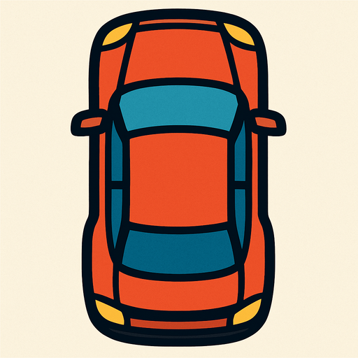 car viewed from above.
In-Game asset.  2d.  High contrast.  No shadows