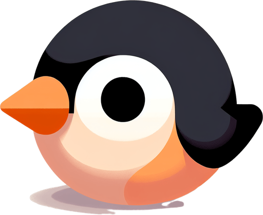 küçük kırmızı sağ tarafa doğru bakan siyah kaşlı turuncu gagalı bir kuş.
Single Game Texture. In-Game asset. 2d. Blank background. High contrast. No shadows.